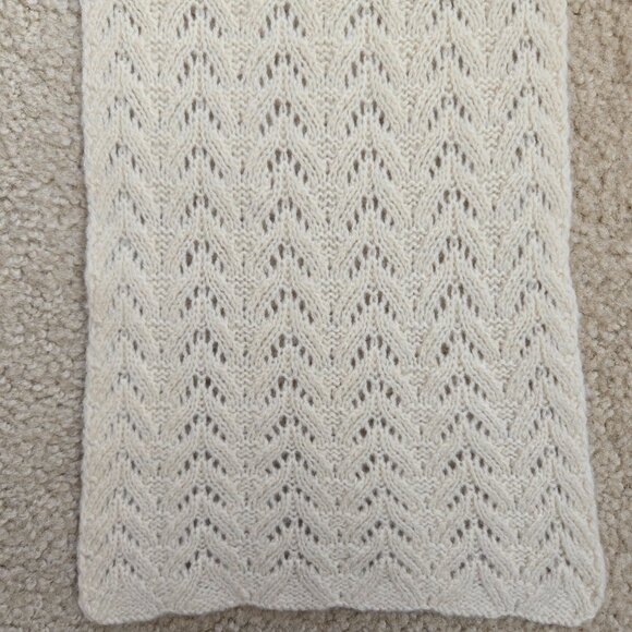 Cashmere Pointelle Scarf Ivory - Picture 7 of 12